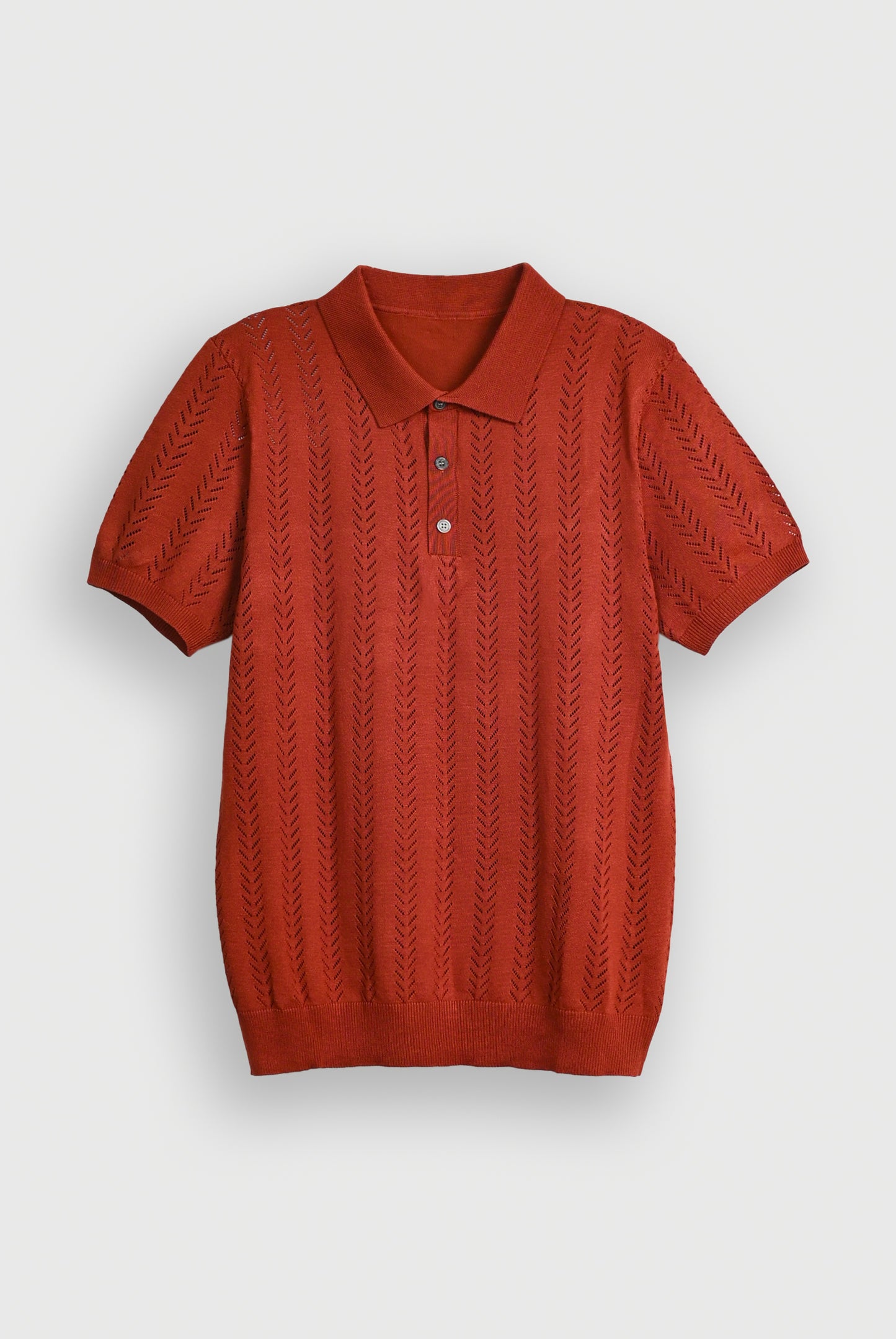 IMPORTED KNITTED RUST POLO Reality