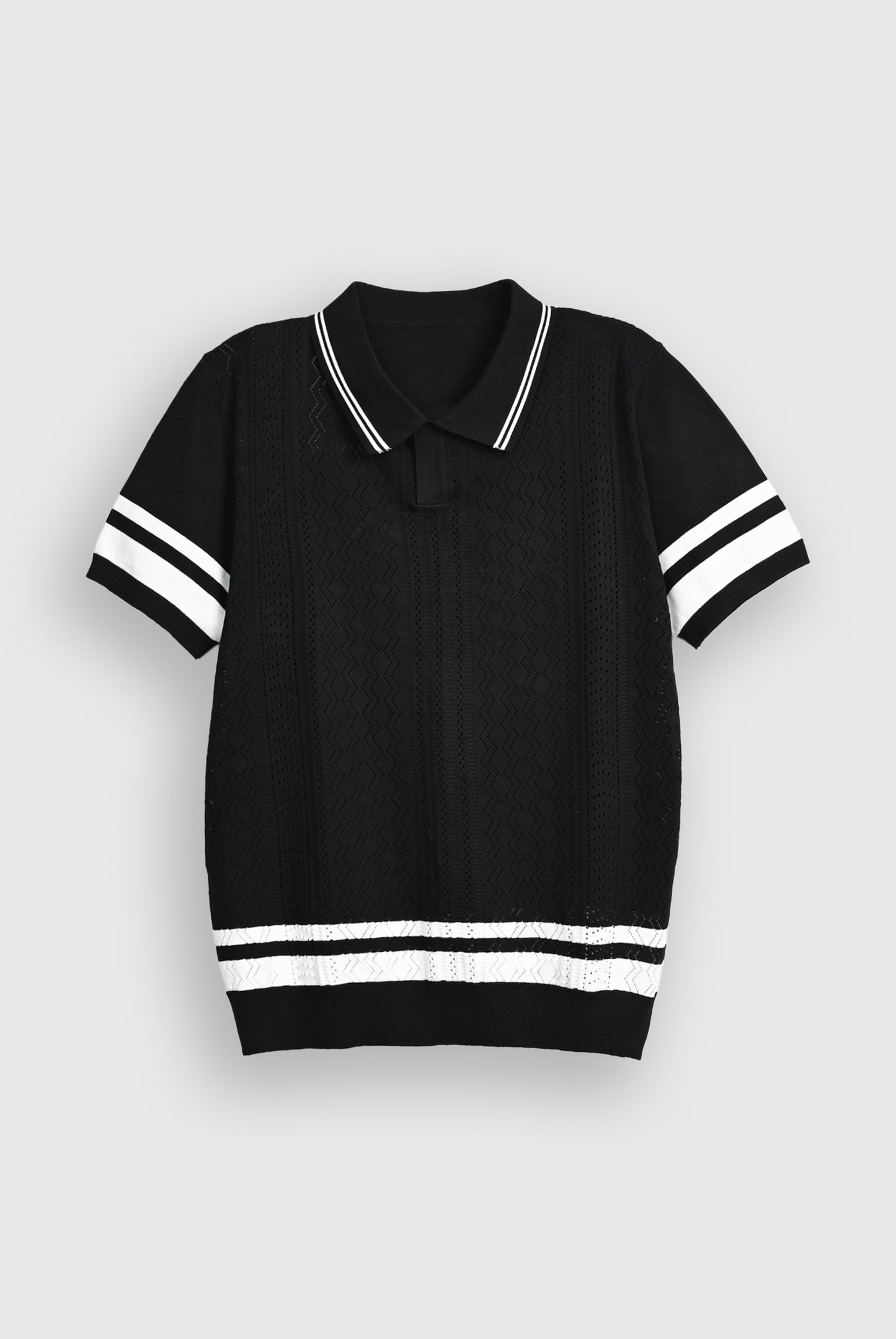 IMPORTED KNITTED BLACK POLO Reality