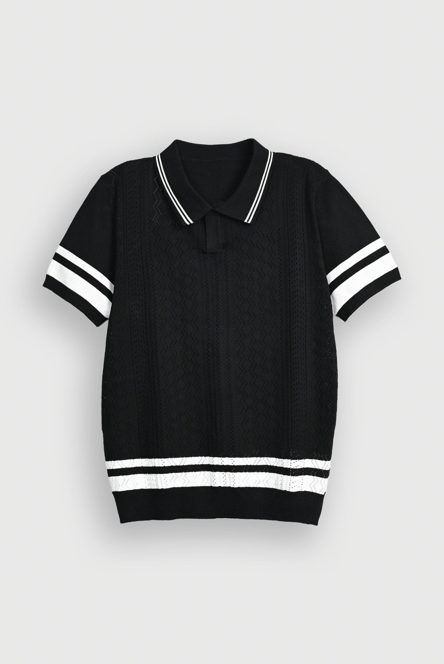 IMPORTED KNITTED BLACK POLO Reality
