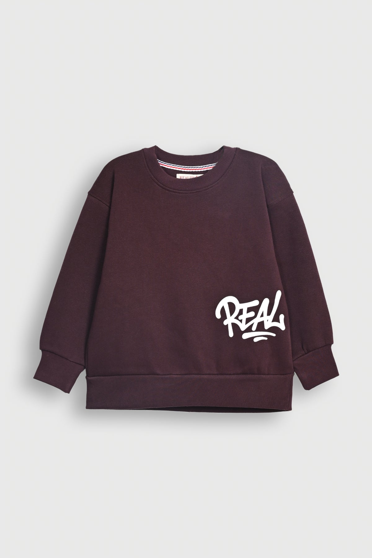 BOYS "REAL" DARK MEHROON SWEATSHIRT