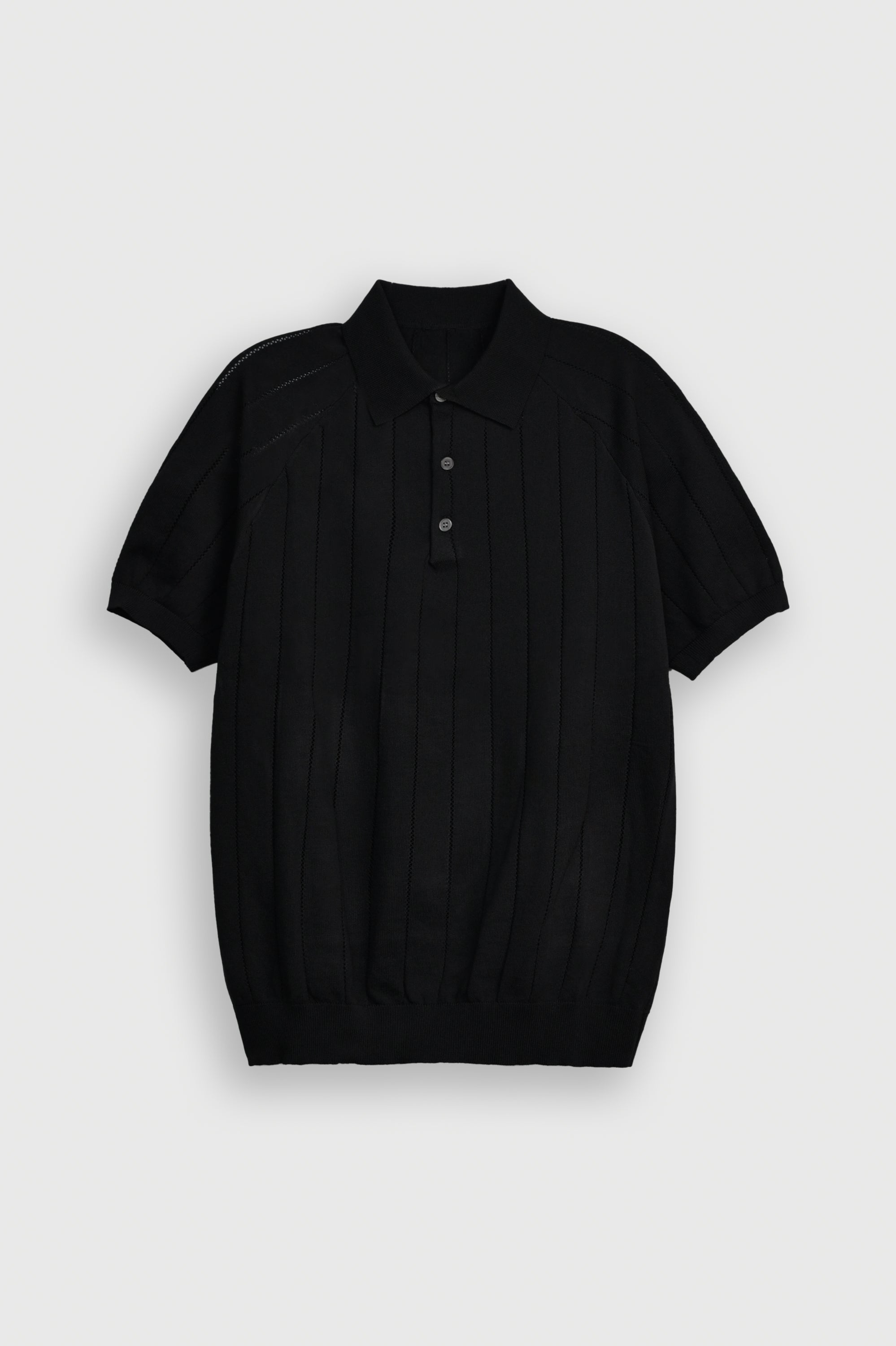 IMPORTED KNITTED BLACK POLO Reality