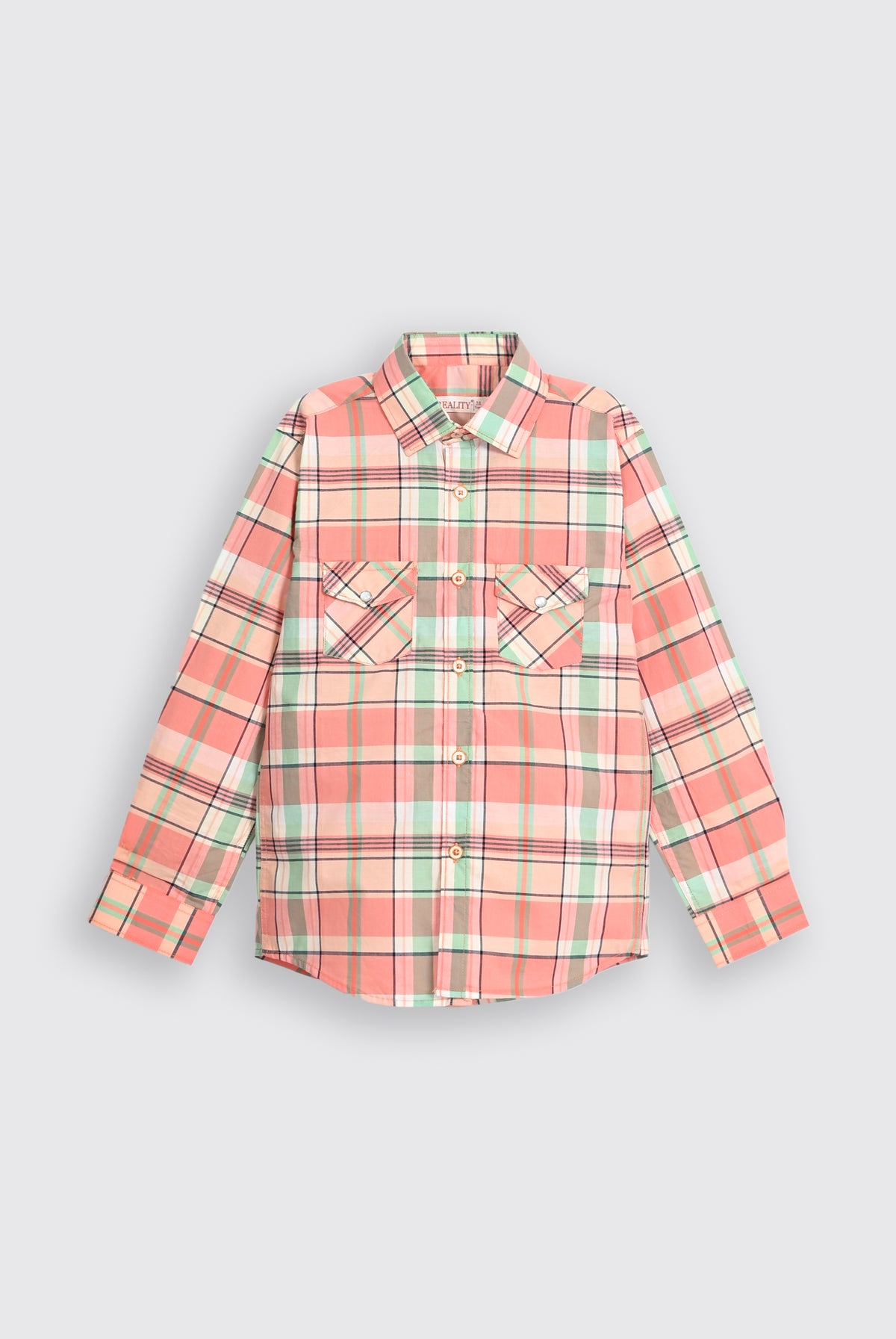 CHECKERD peach SHIRT