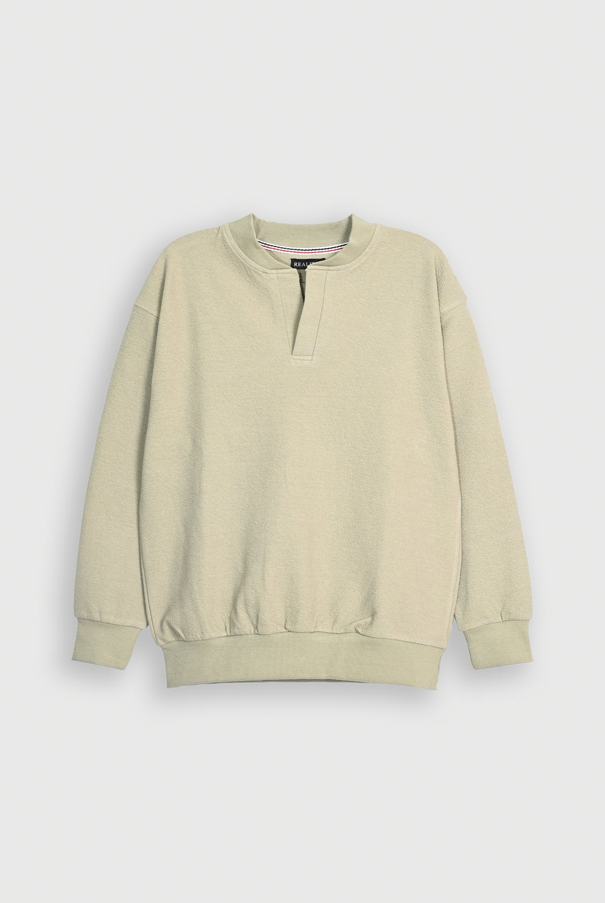 TEXTURED LIGHT GREEN SWEATSHIRT
