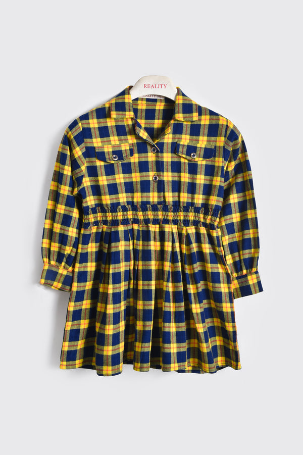 Navy Blue Plaid Flannel Top