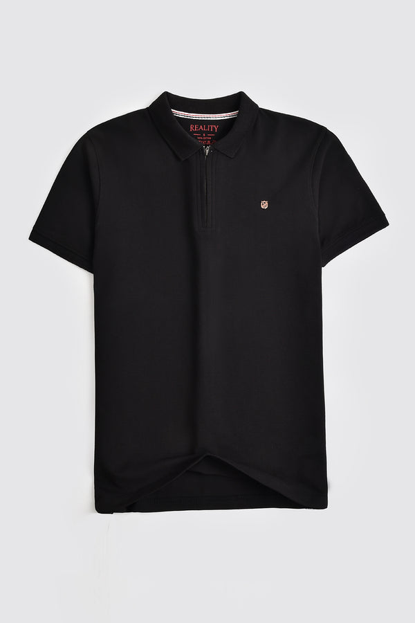 Black Cotton Polo Shirt