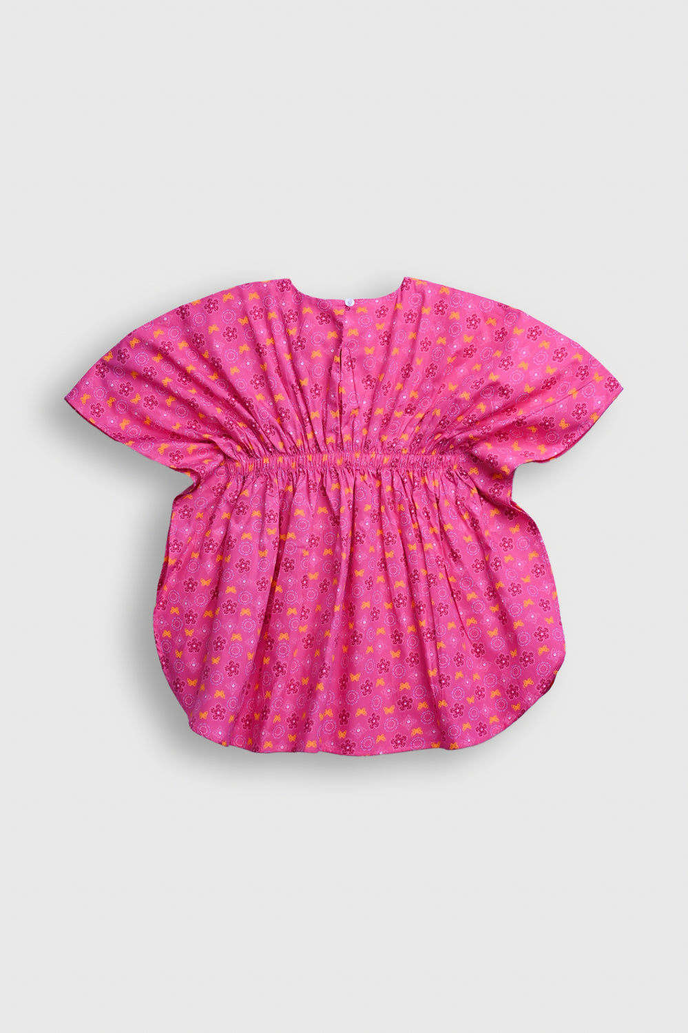 Girls' Pink Floral Gathered Waist Tunic Top Reality
