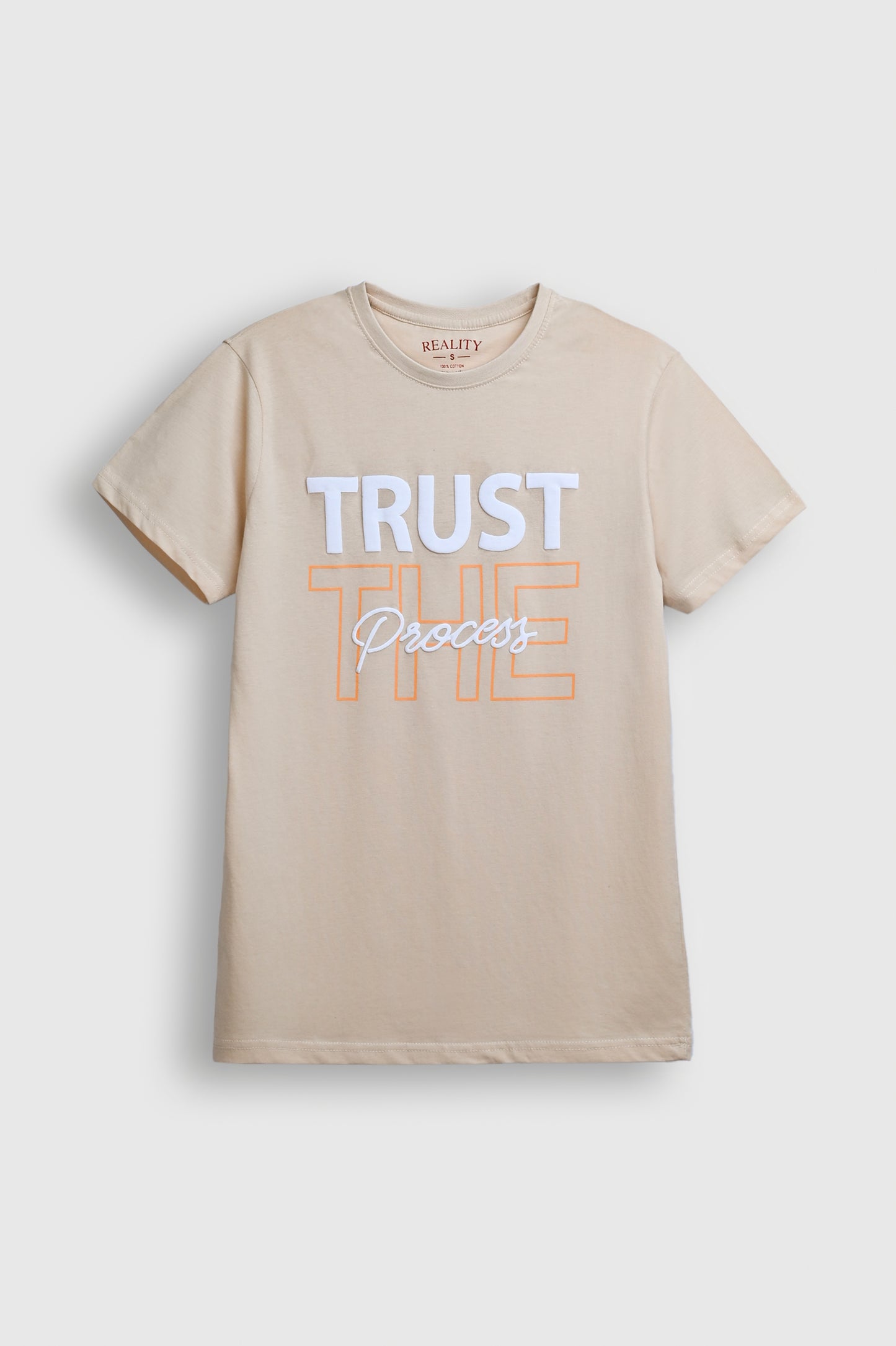 Beige 'Trust the Process' Graphic T-Shirt – Unisex Casual Wear Reality