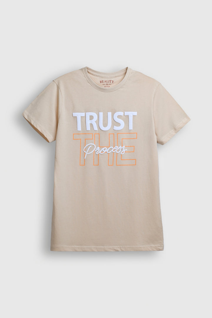 Beige 'Trust the Process' Graphic T-Shirt – Unisex Casual Wear Reality