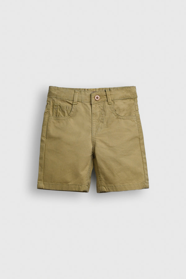 Boys Olive Green Cotton Twill Shorts Reality