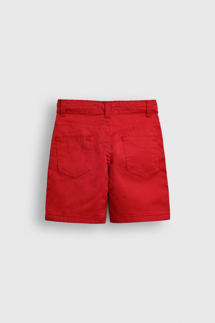 Boys Bright Red Cotton Twill Shorts Reality