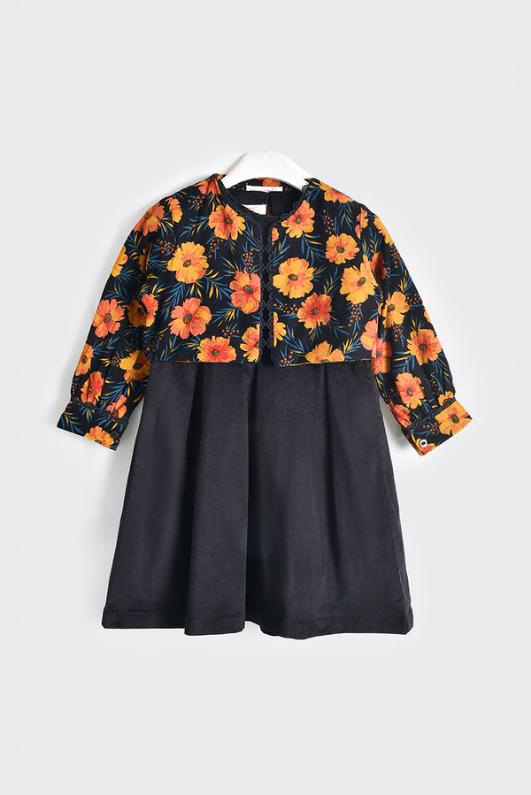 Floral Bolero with Classic Black Frock