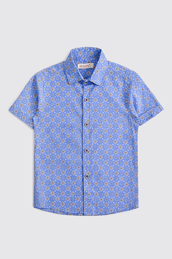 Geometric Play Blue Casual Shirt
