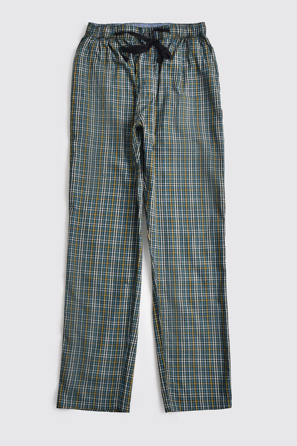 Green Cotton Check Trousers