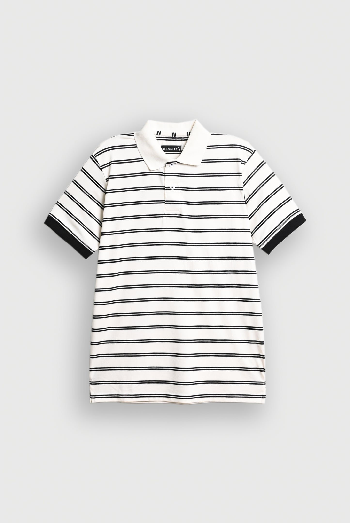 MEN WHITE Strip Polo Shirt Reality