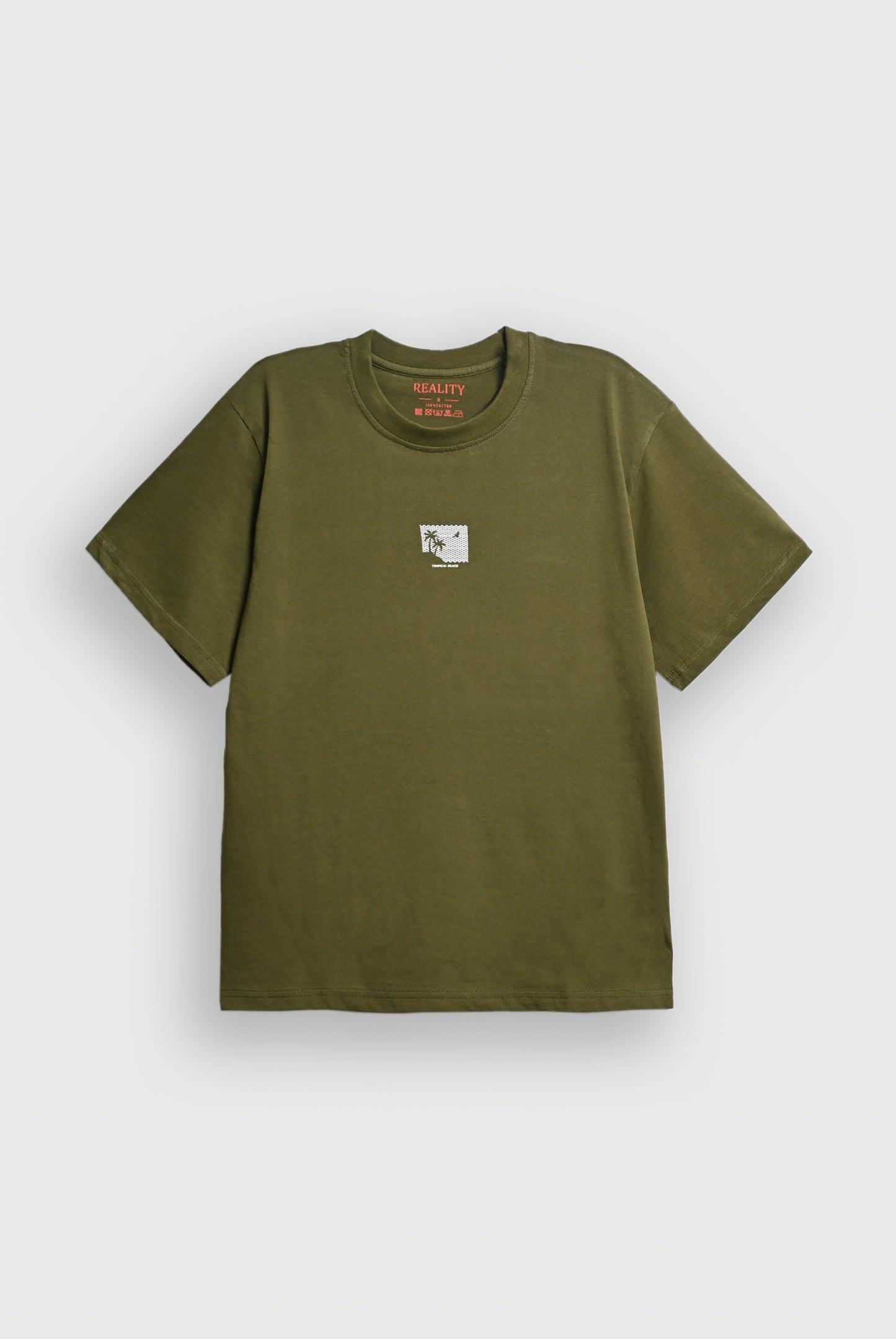 MEN GREEN DOWN SHOULDER T-SHIRT Reality