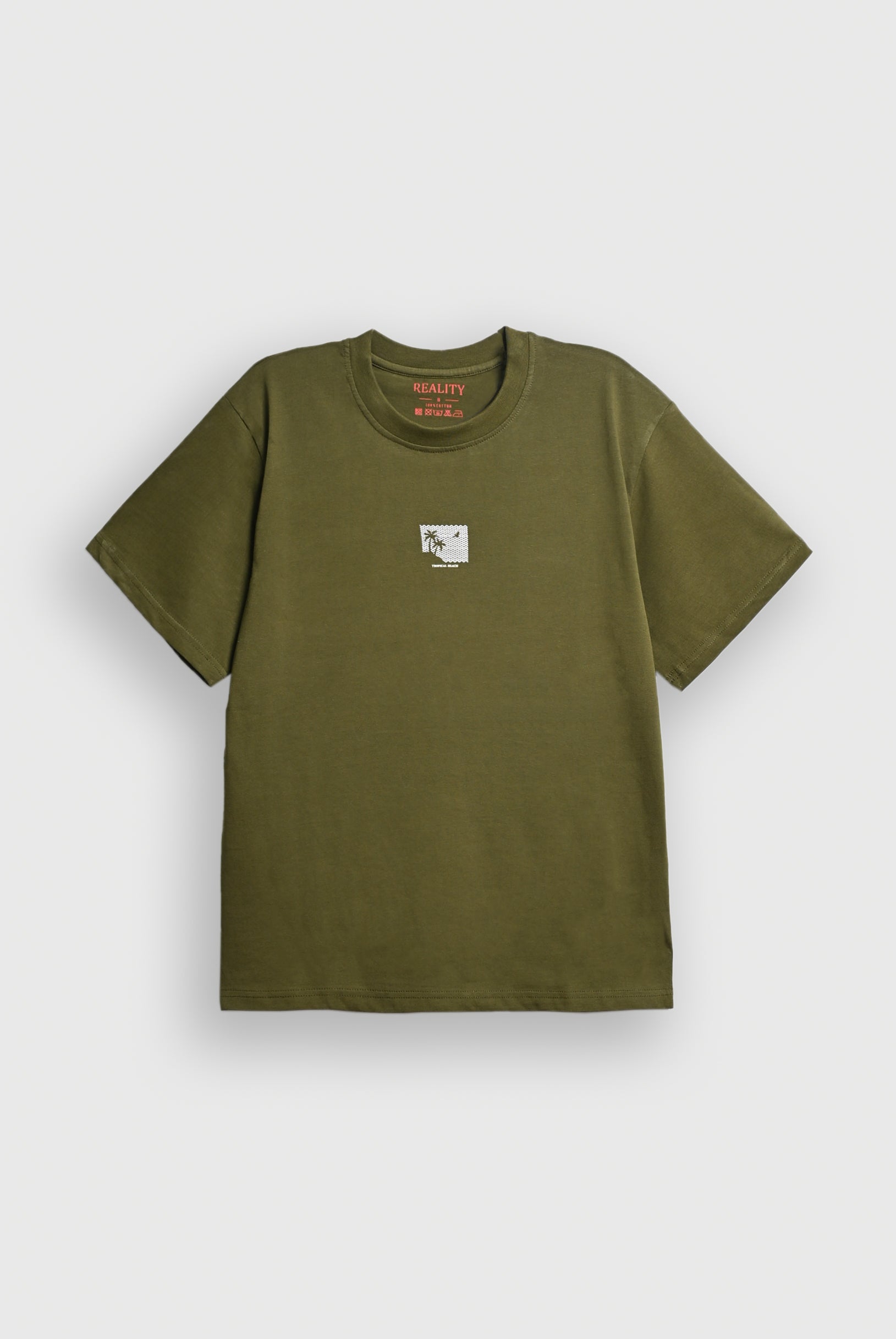 MEN GREEN DOWN SHOULDER T-SHIRT Reality