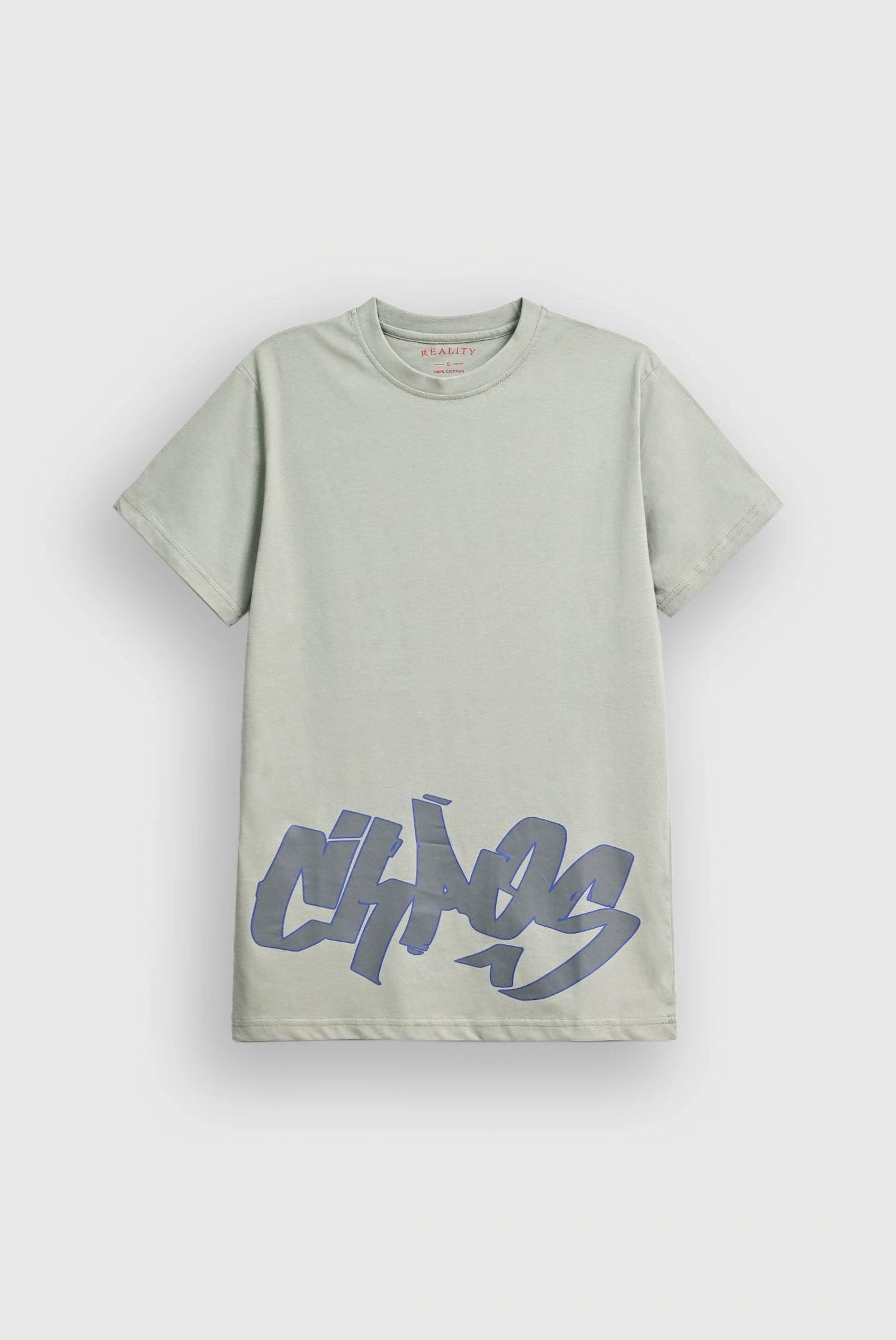 MEN DROP SHOULDER GREEN PRINTED T-SHIRT Reality