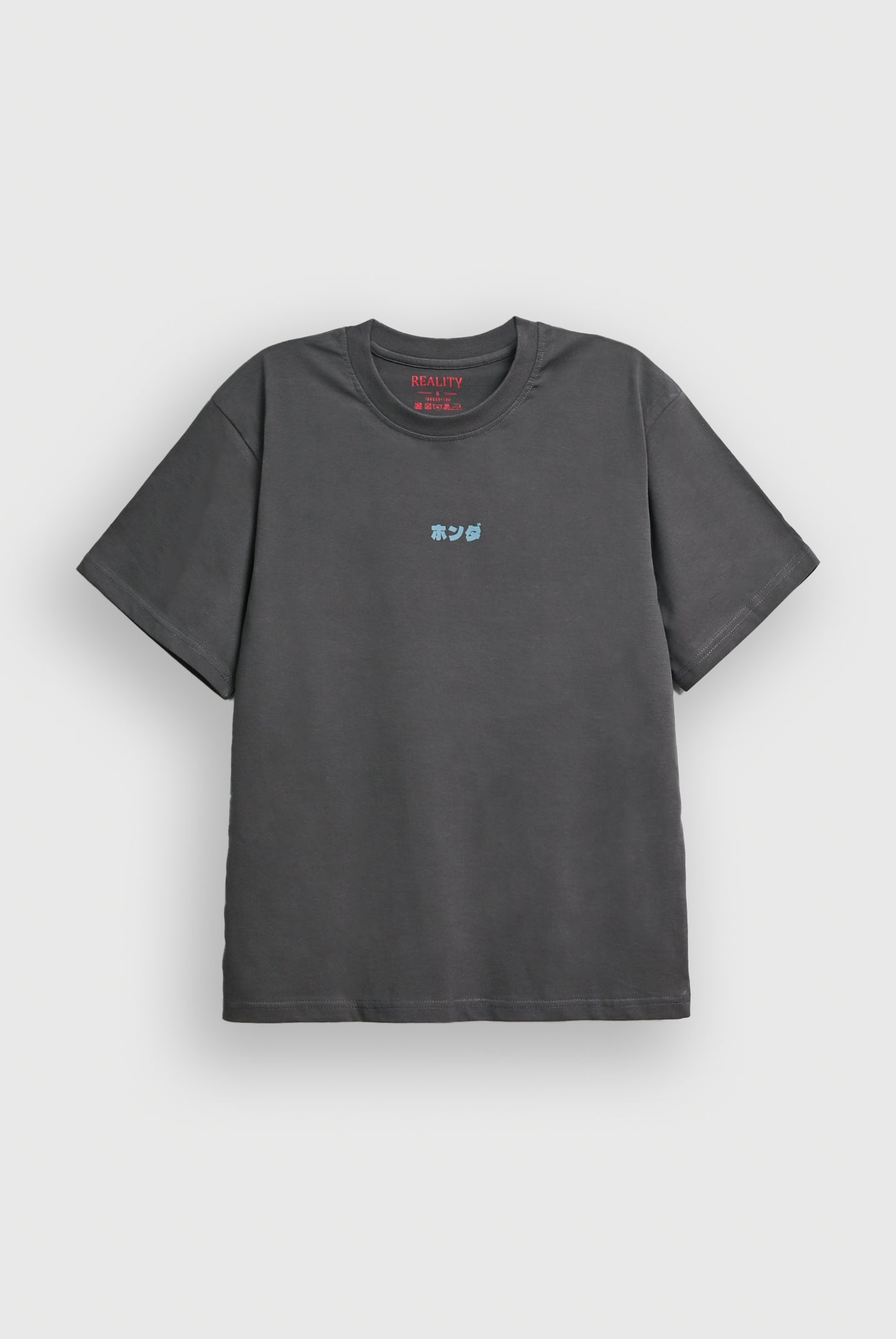 MEN DROP SHOULDER GREY PRINTED T-SHIRT Reality