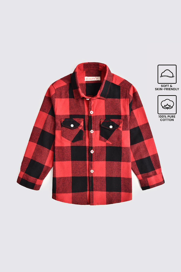 Vibrant Red Checked Flannel Shirt (3-24M)