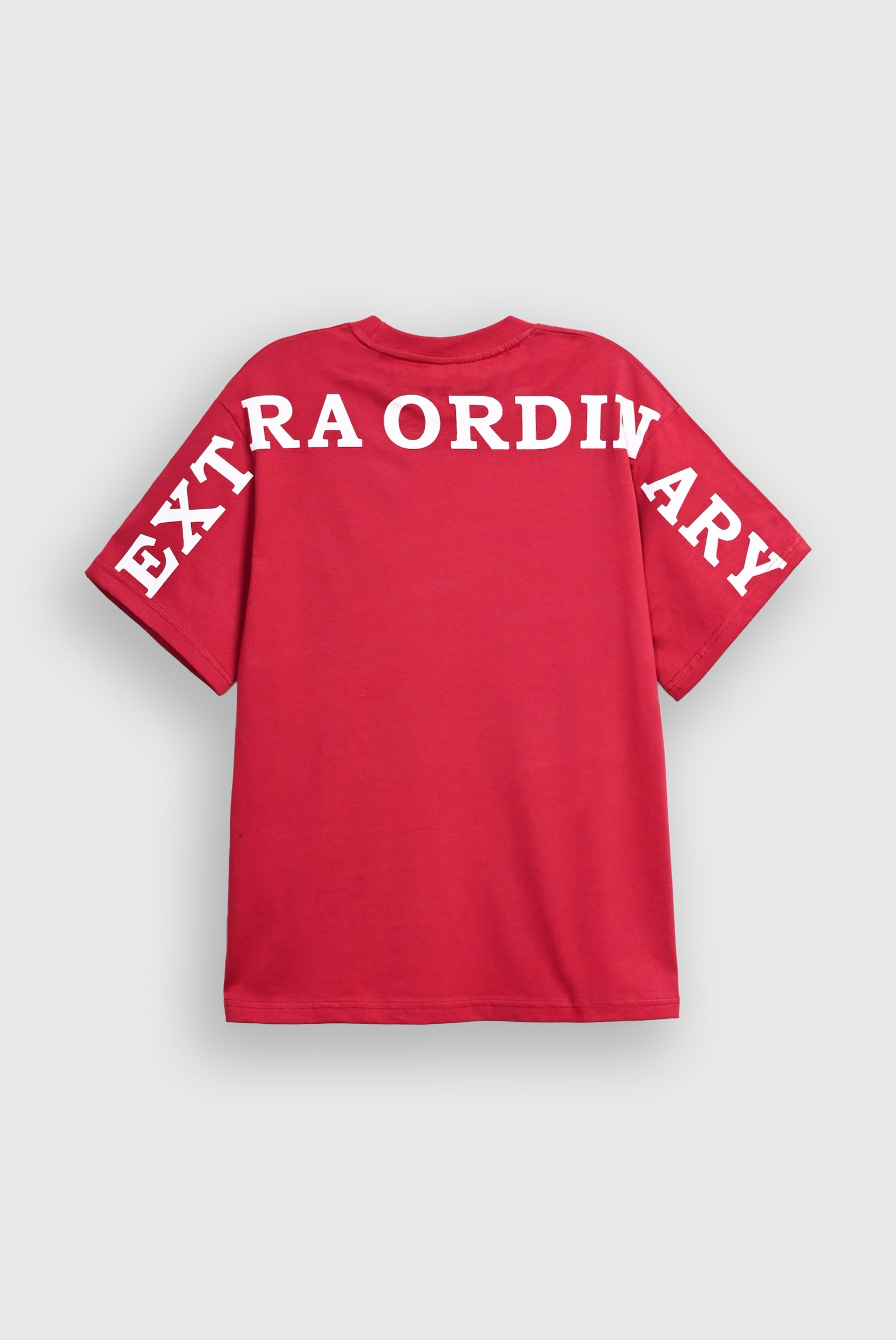 Drop shoulder printed red t-shirt — Reality Official Pakistan