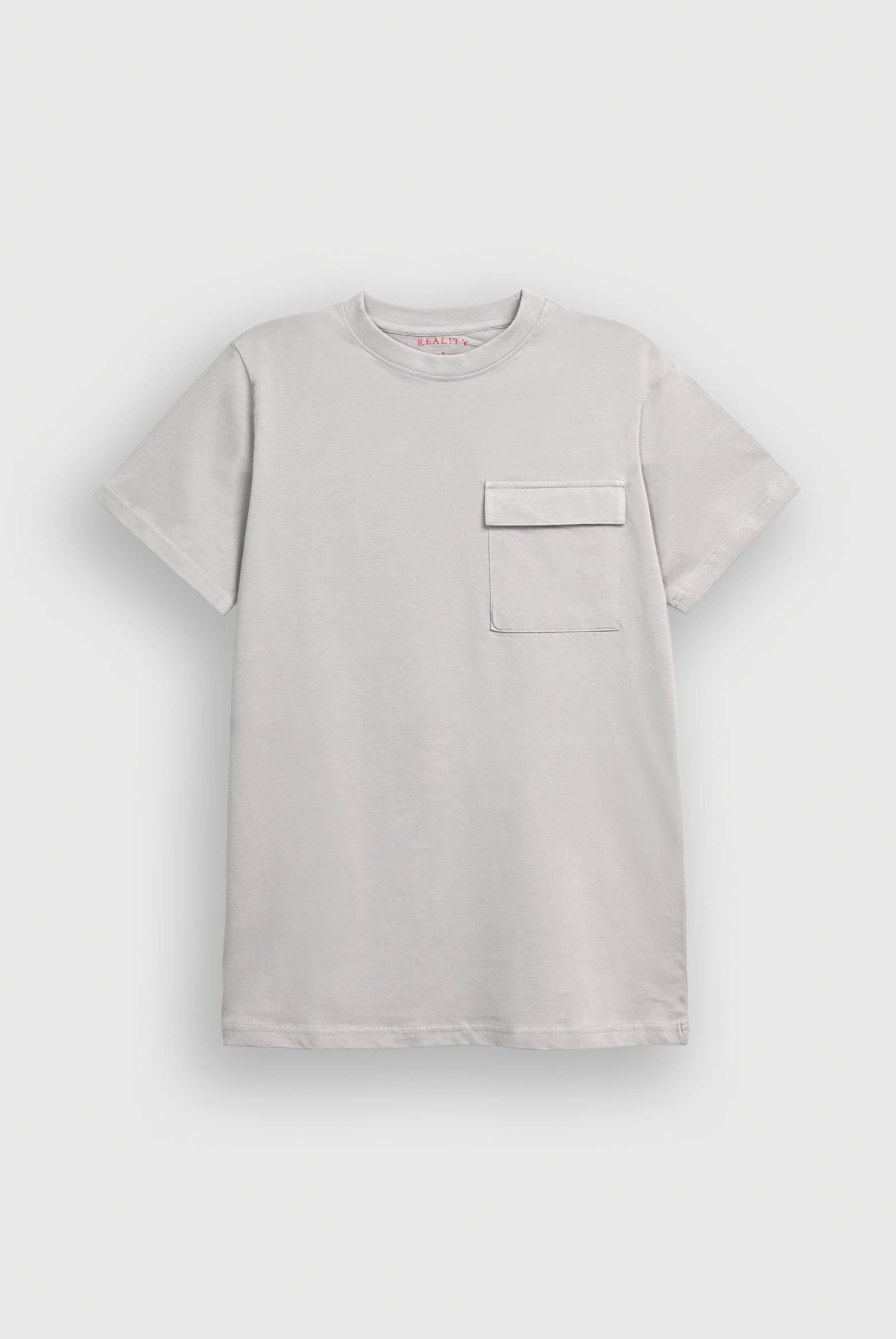 MEN DROP SHOULDER LIGHT GRAY PRINTED T-SHIRT Reality