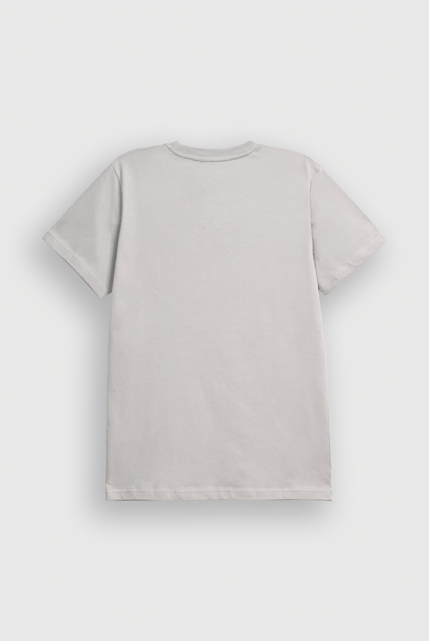 MEN DROP SHOULDER LIGHT GRAY PRINTED T-SHIRT Reality