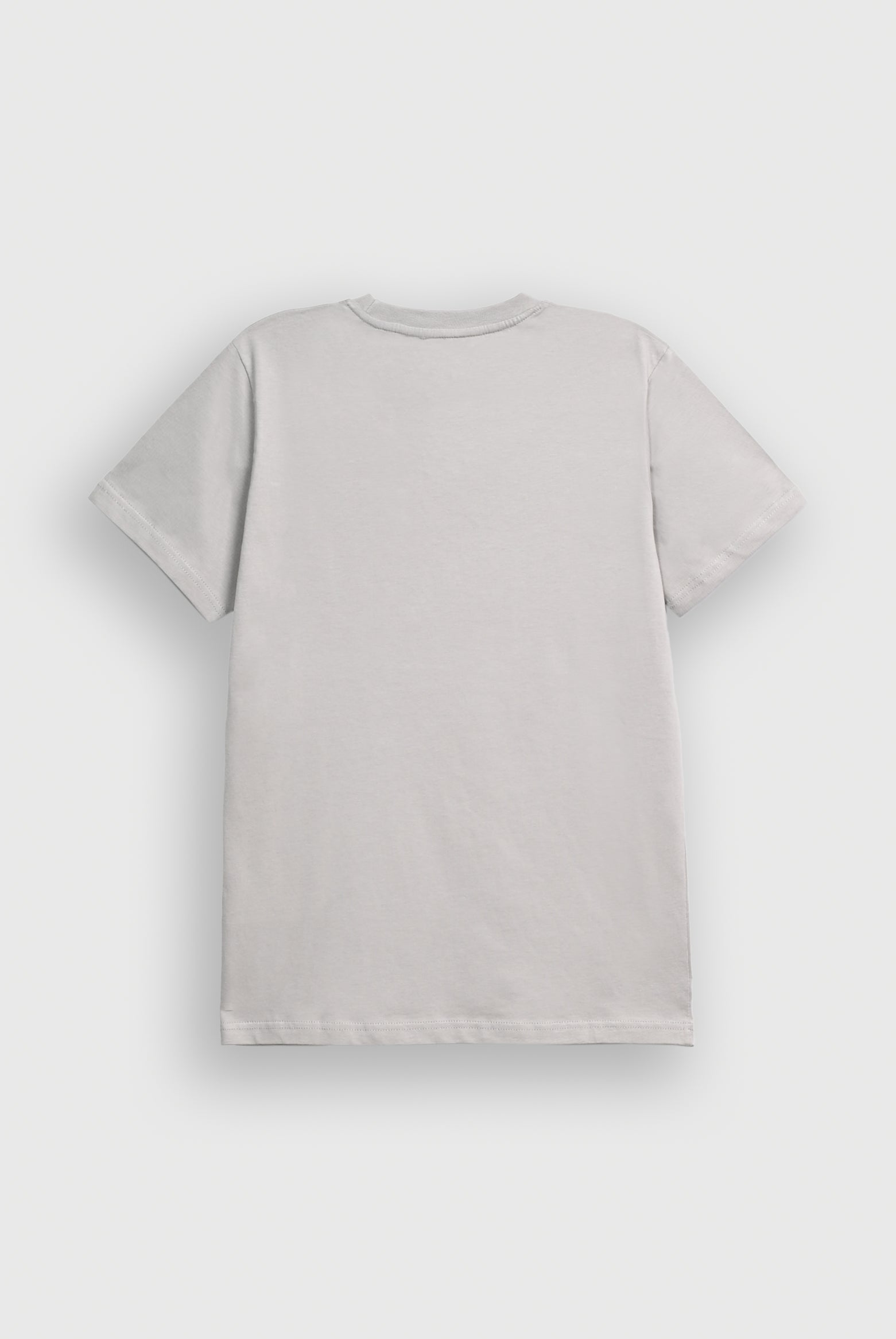 MEN DROP SHOULDER LIGHT GRAY PRINTED T-SHIRT Reality