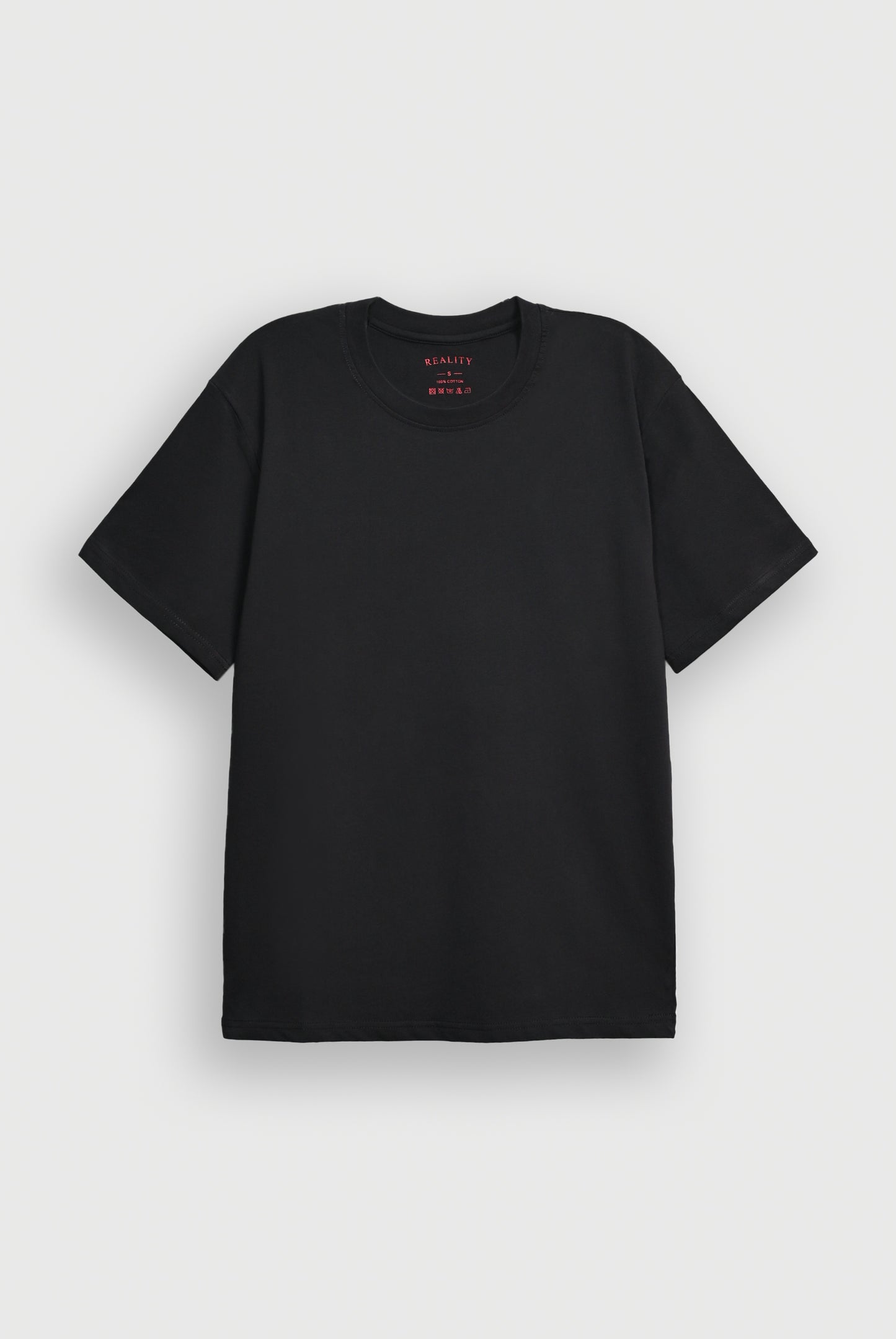 DROP SHOULDER PRINTED BLACK T-SHIRT Reality