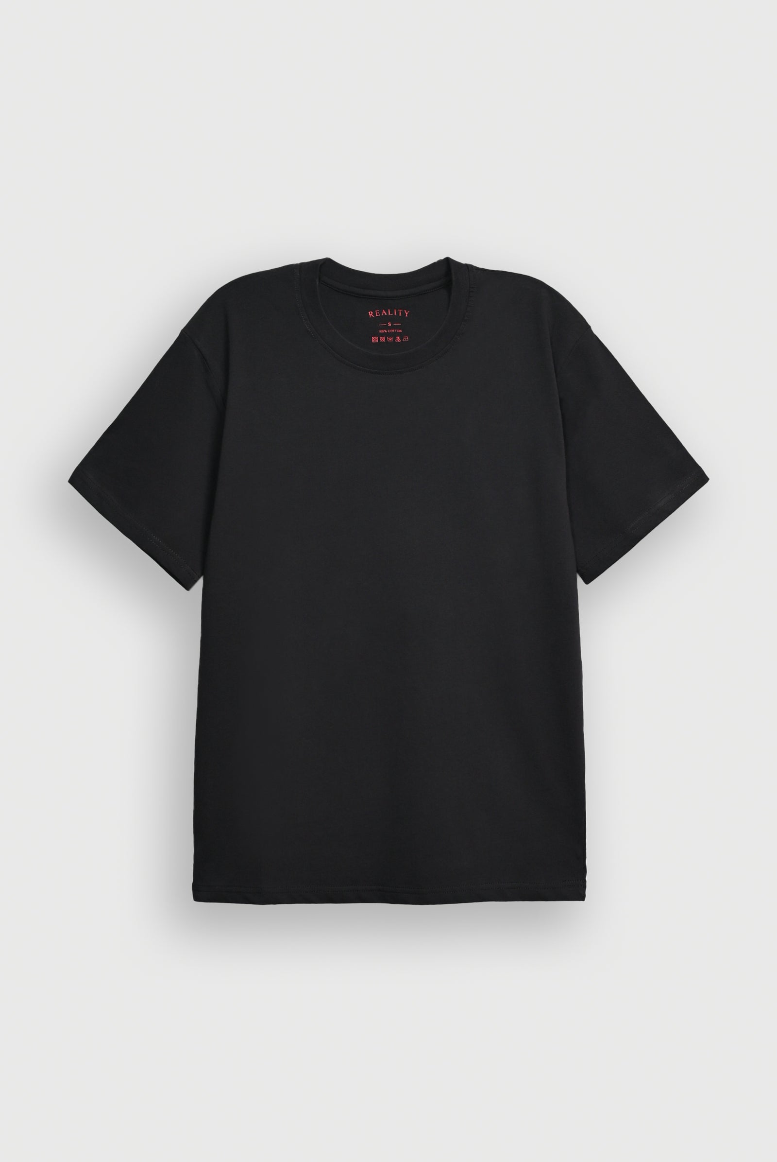 DROP SHOULDER PRINTED BLACK T-SHIRT Reality