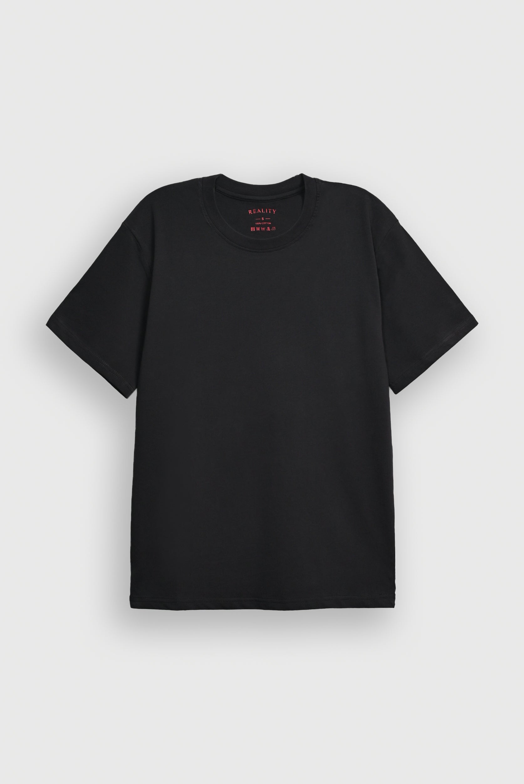 DROP SHOULDER PRINTED BLACK T-SHIRT Reality