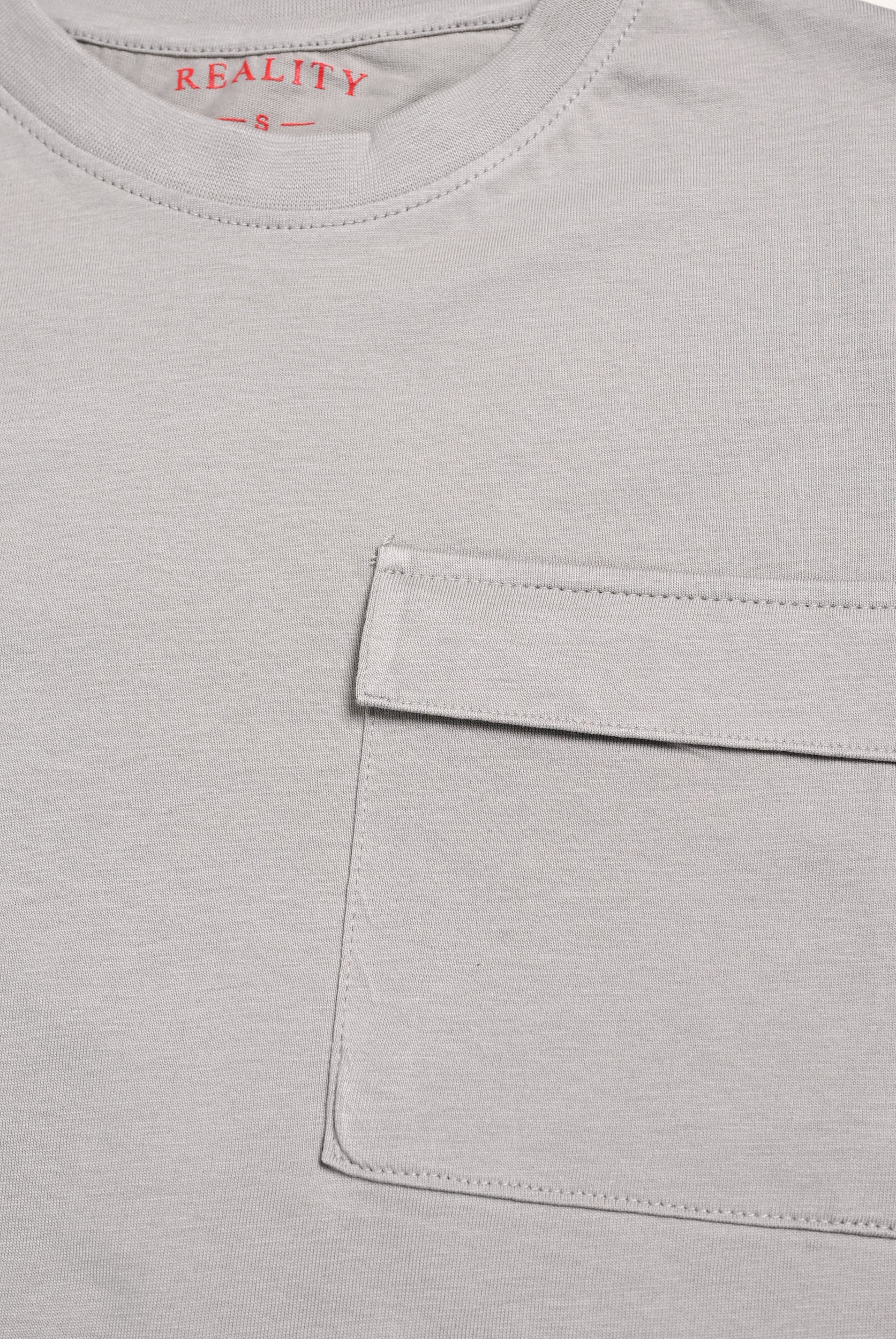 MEN DROP SHOULDER LIGHT GRAY PRINTED T-SHIRT Reality