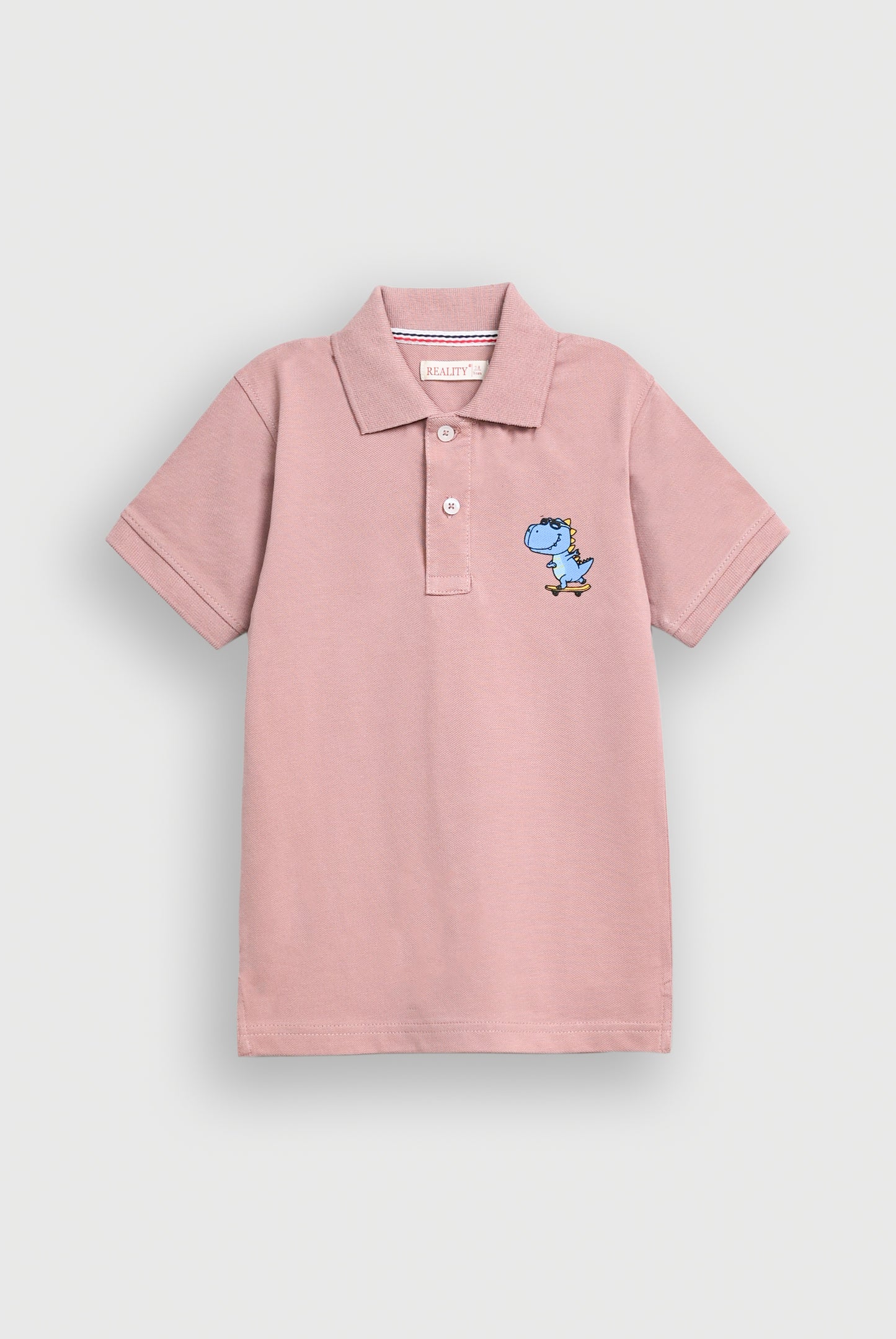 DINO PRINTED TEA PINK POLO Reality