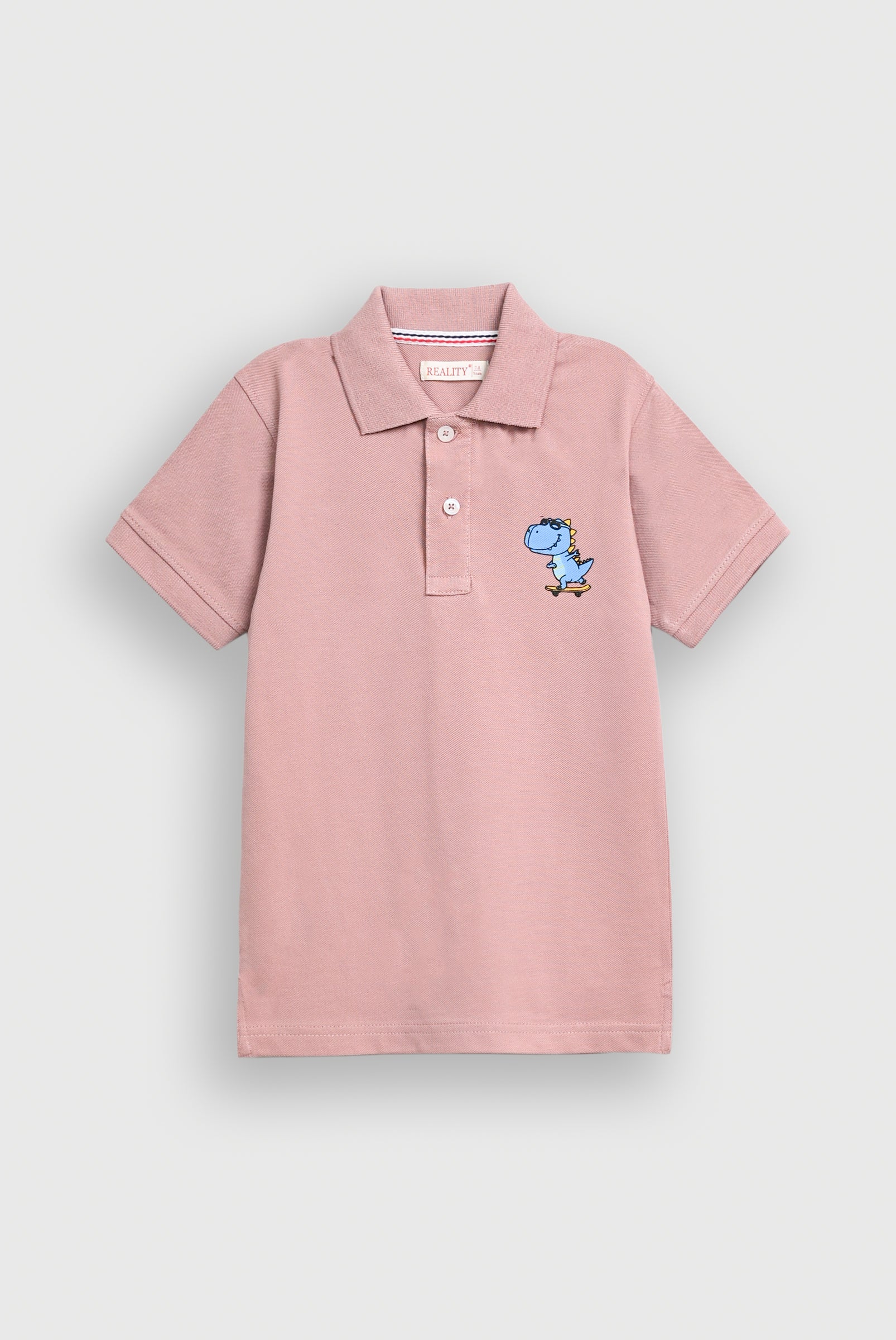 DINO PRINTED TEA PINK POLO Reality