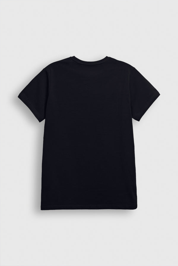 Men Black T-Shirt with 'Futuristic' Text and Geometric Graphic Design Reality