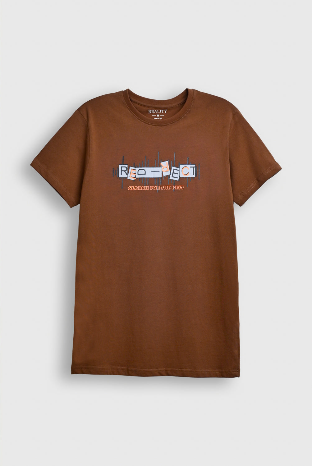 Men Brown T-Shirt – 'Respect: Search for the Best' Graphic Design Tee Reality