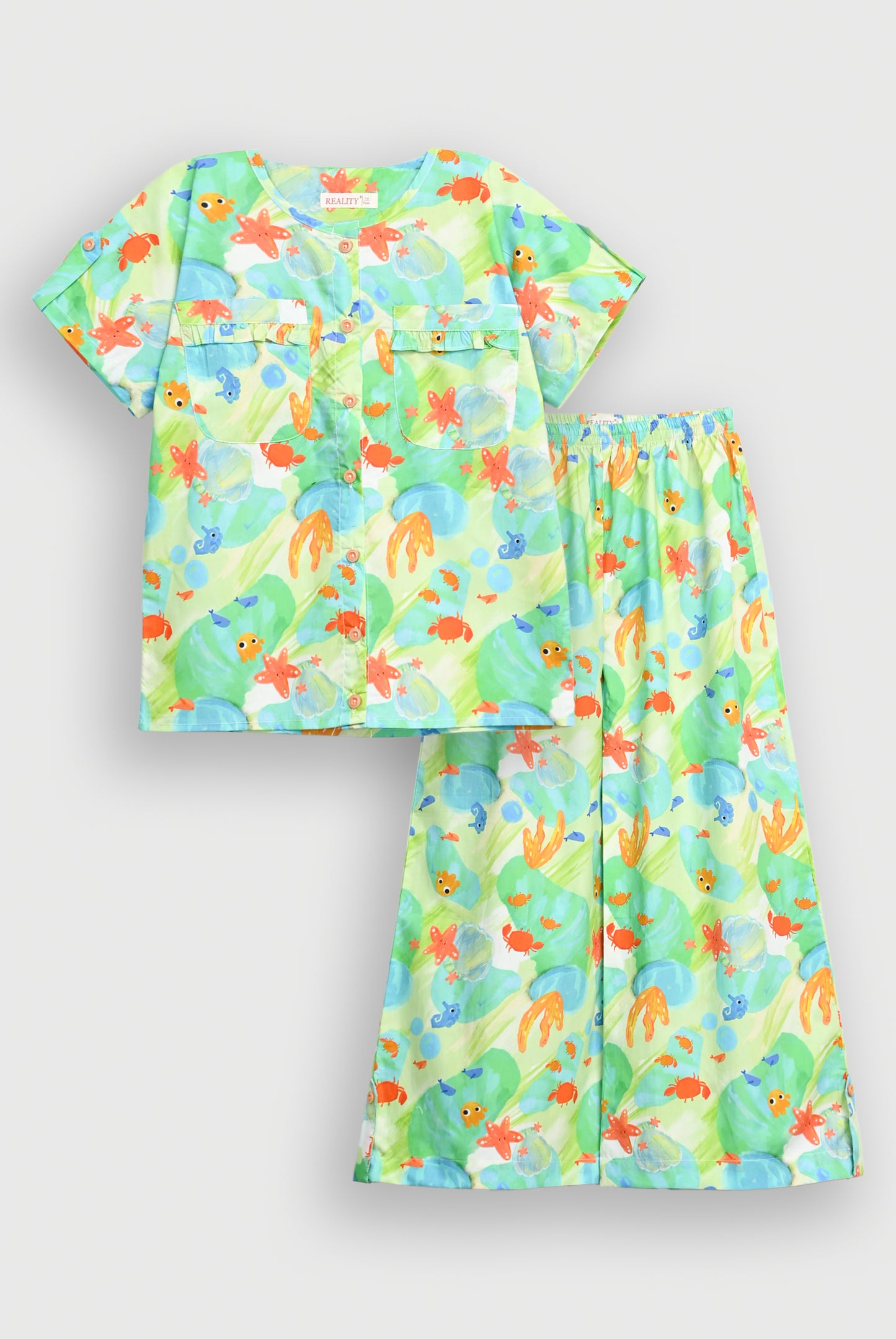 SCAR LET SCRIPT LIGHT GREEN CO-ORD SET