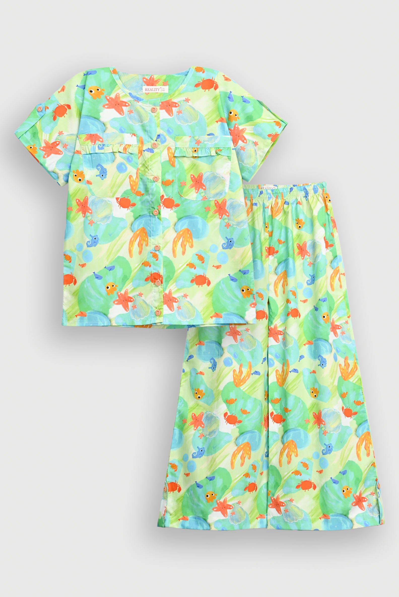 SCAR LET SCRIPT LIGHT GREEN CO-ORD SET