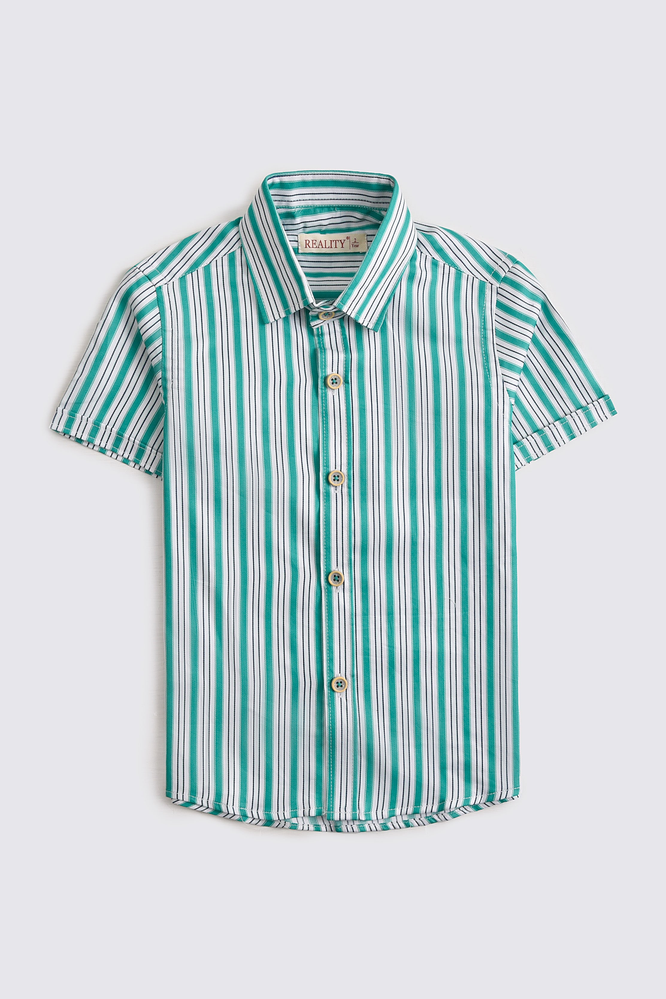 Green Striped Casual Shirt Boys Reality