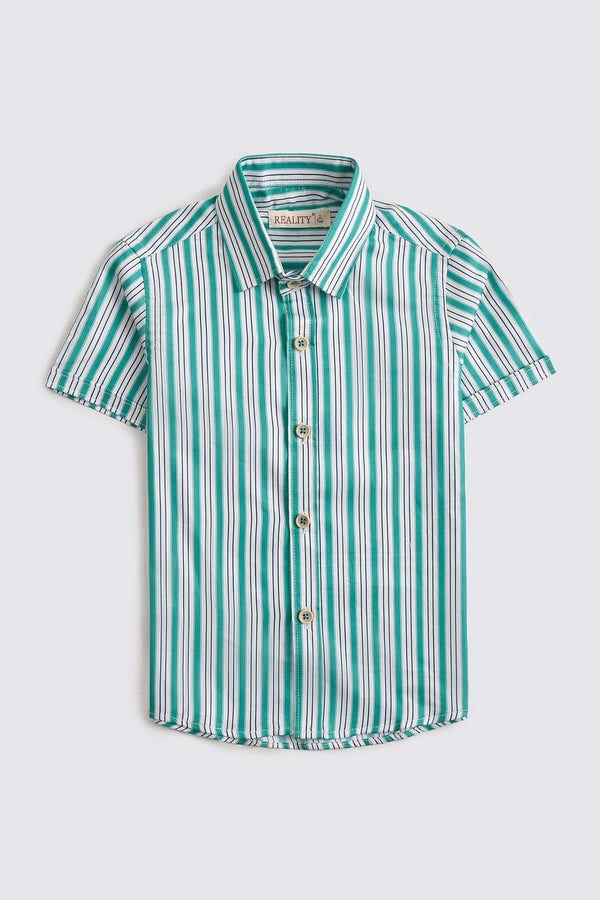 Green Striped Casual Shirt Boys Reality