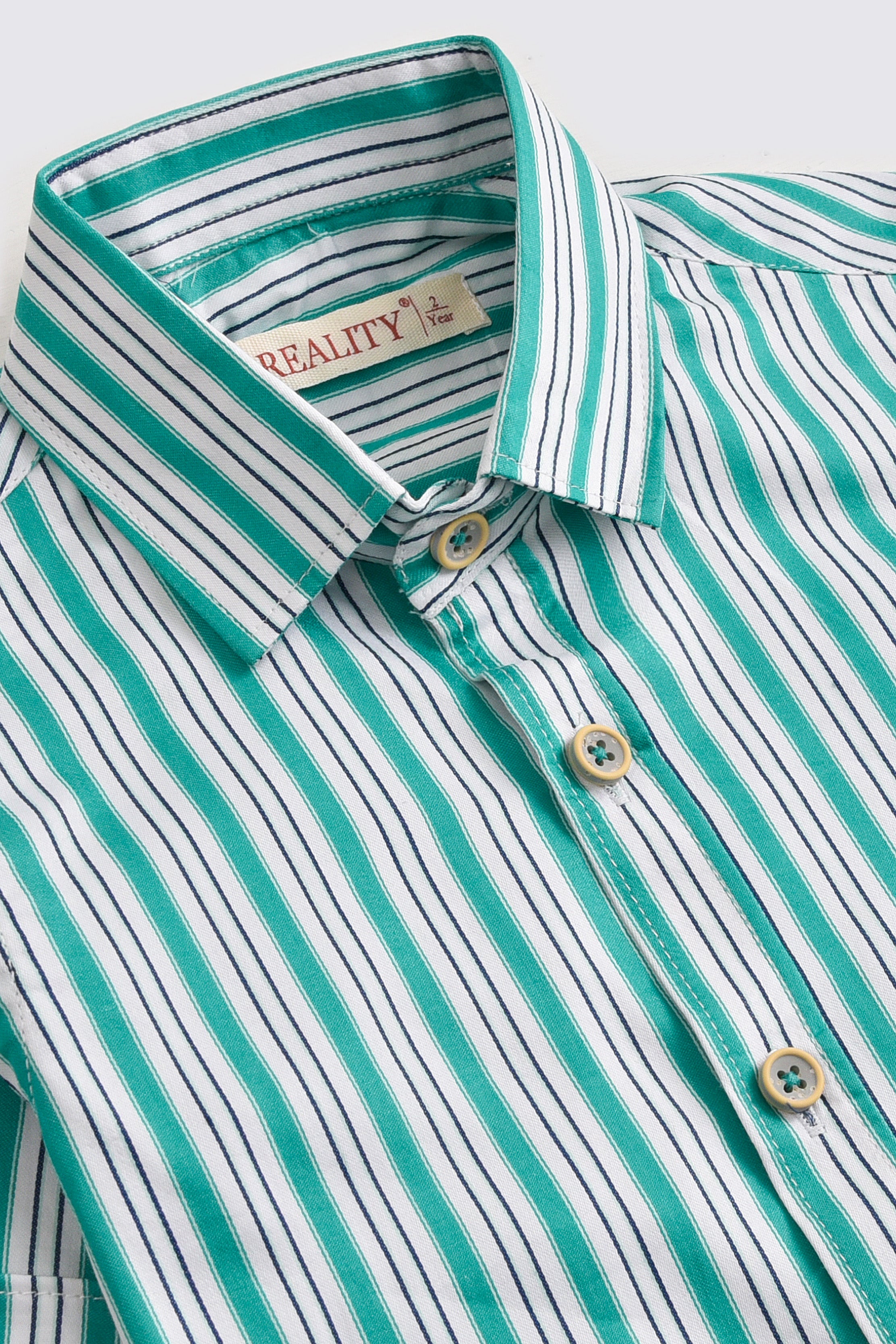 Green Striped Casual Shirt Boys Reality