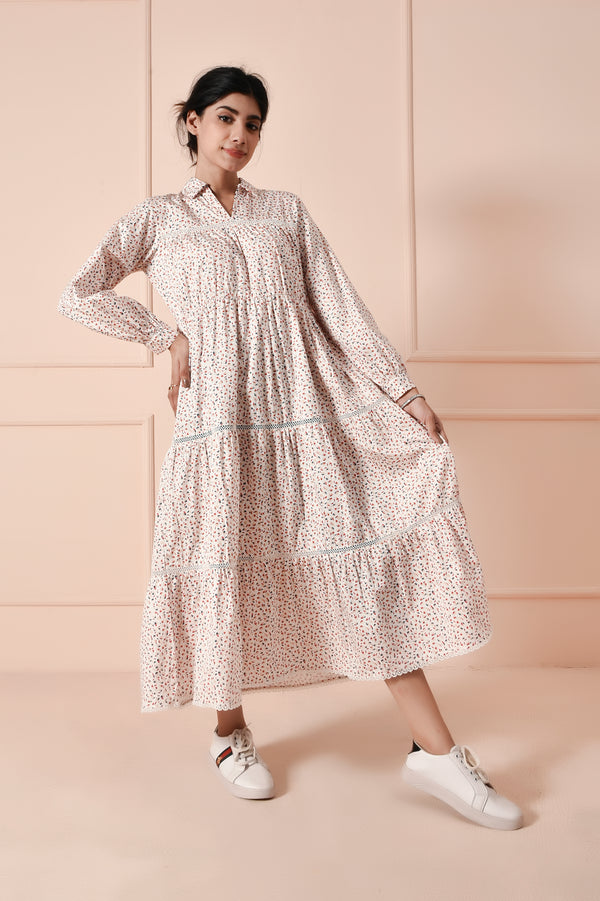 Tiered Cotton Satin Frock Reality