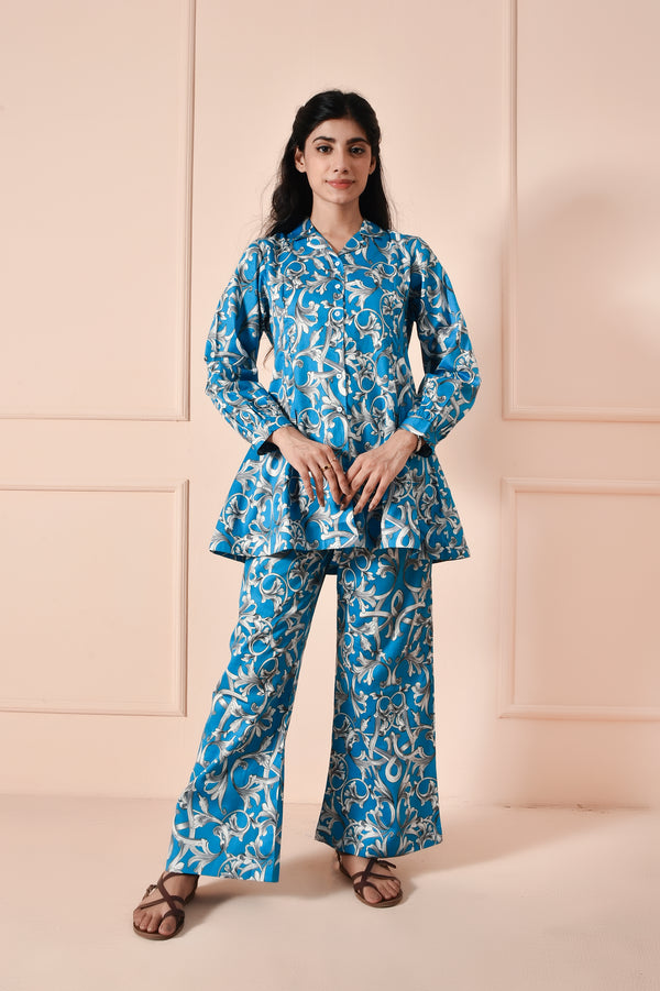 Classic Blue Printed Palazzo Outfit Reality