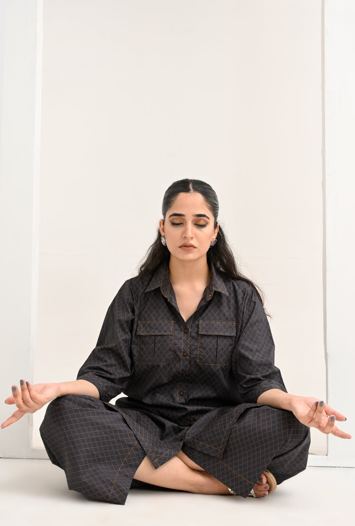 Midnight Grid: Relaxed Co-ord Set by Reality Reality