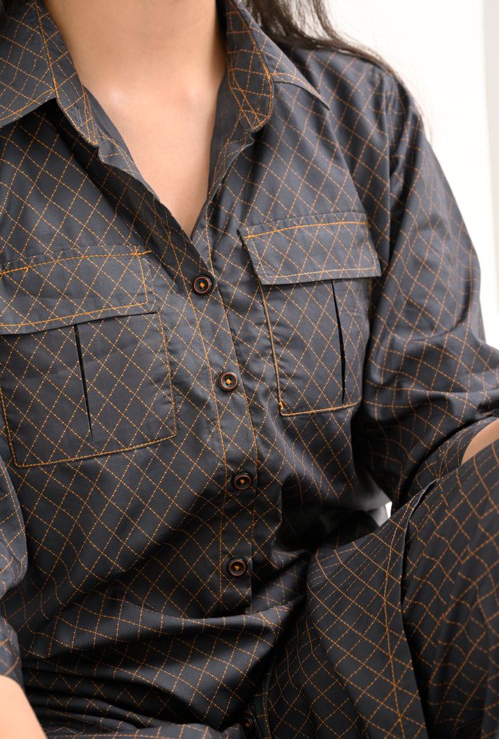 Midnight Grid: Relaxed Co-ord Set by Reality Reality