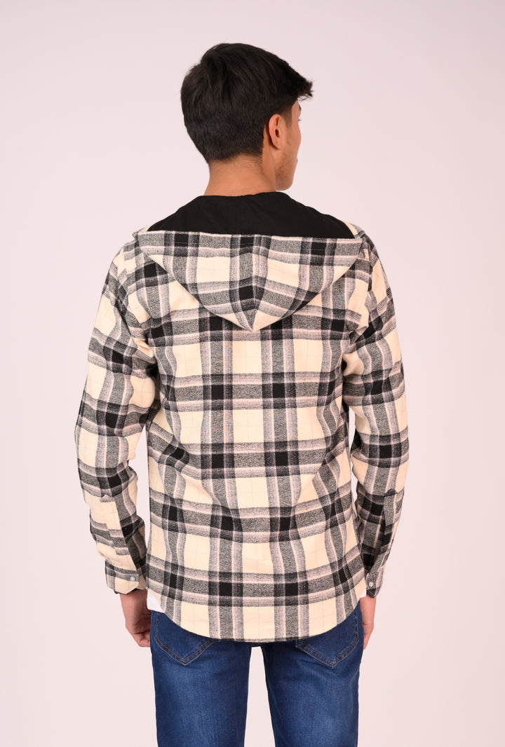 Cream & Black Grid Flannel Hoodie Reality
