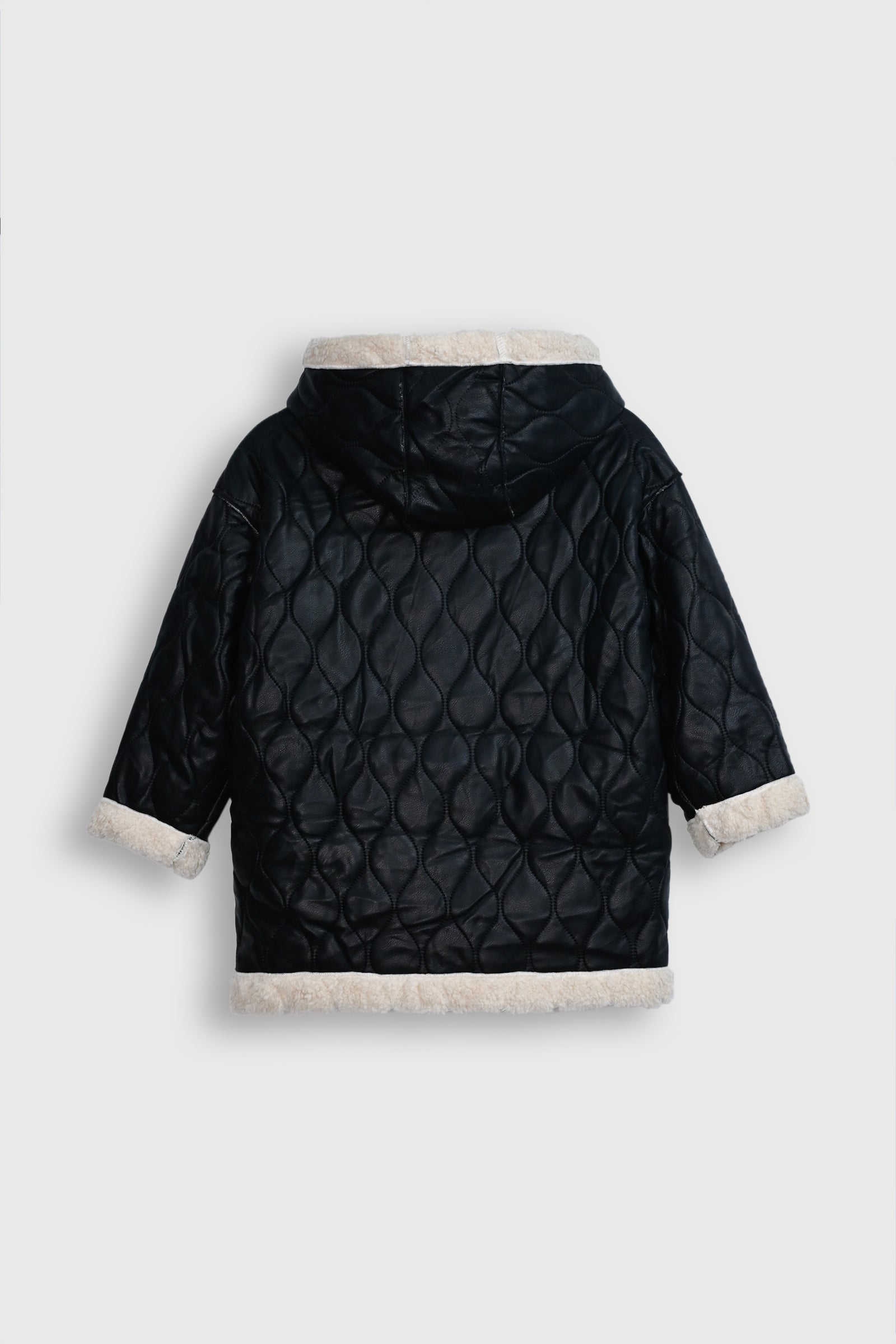 Black Faux Leather Toggle Coat Reality