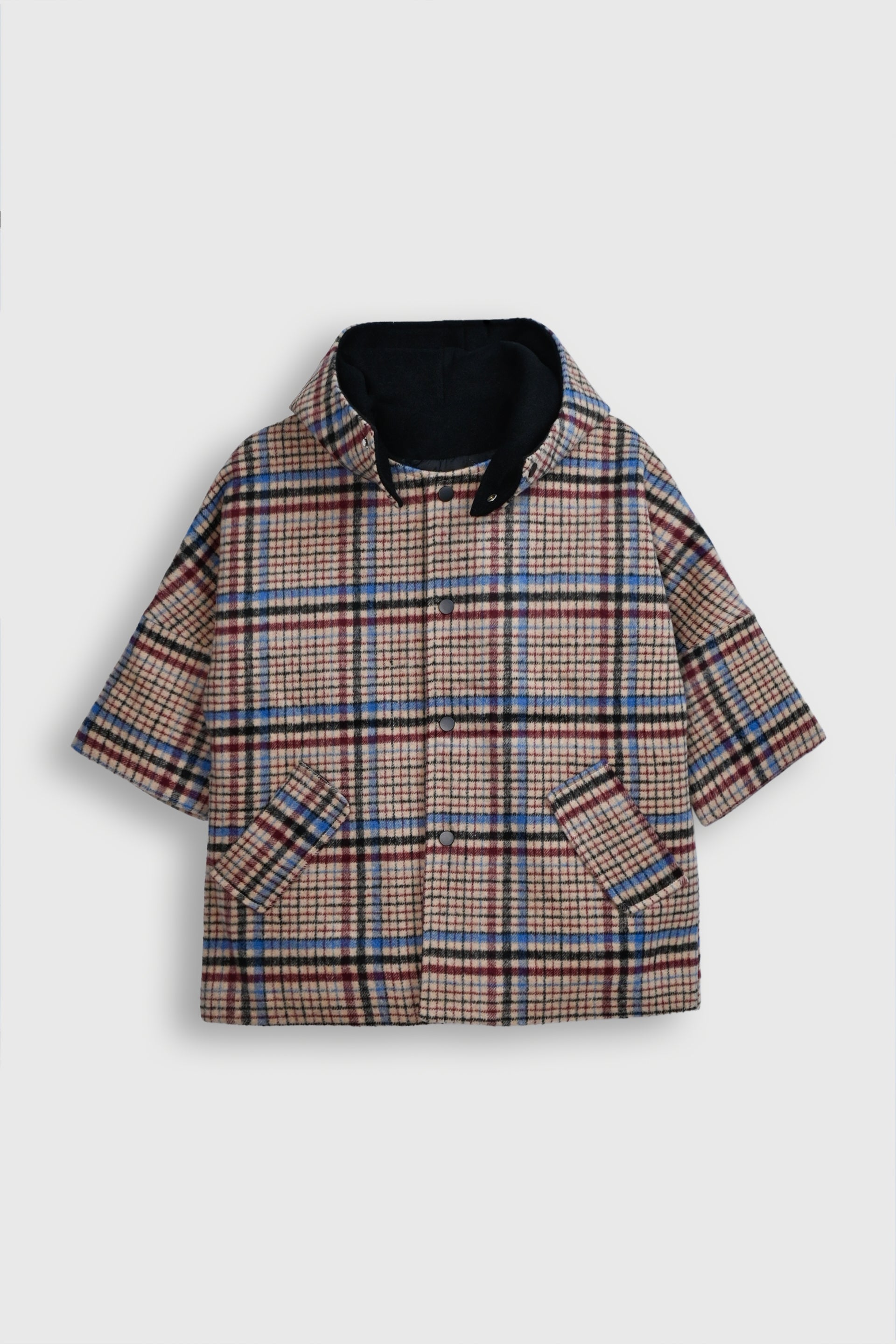 Urban Plaid Poncho Coat Reality