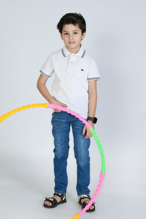 blue strip polo