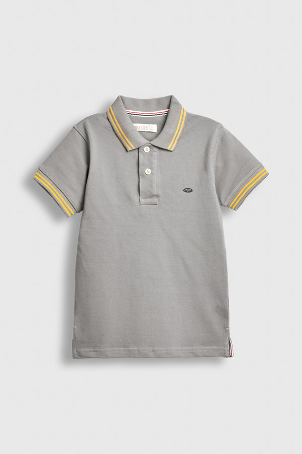 Grey Stripe Trim Polo Reality