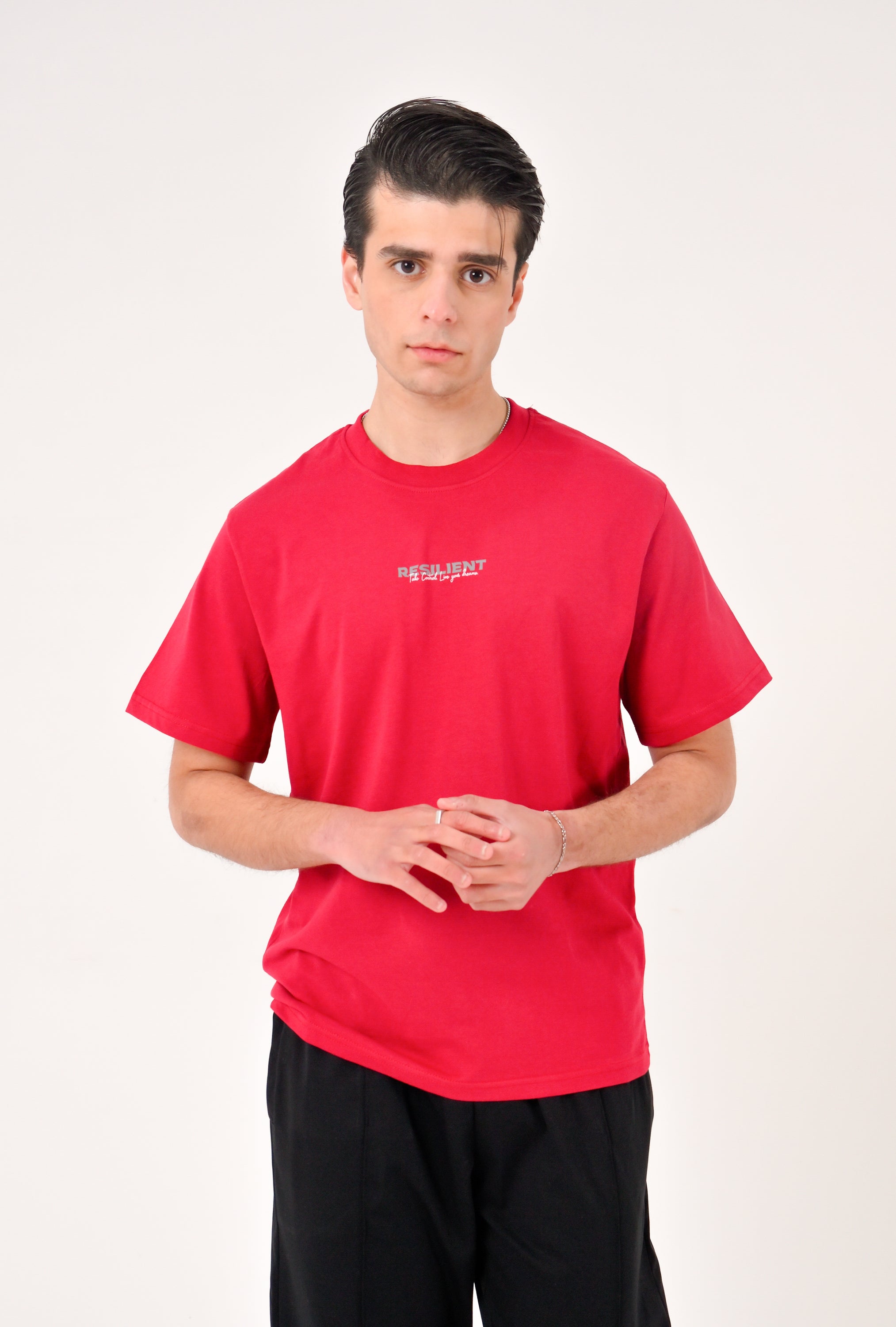 MEN RED DOWN SHOULDER T-SHIRT Reality